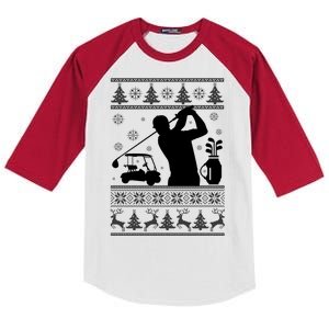 Golfing Fan Ugly Christmas Sweater Kids Colorblock Raglan Jersey