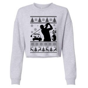 Golfing Fan Ugly Christmas Sweater Cropped Pullover Crew