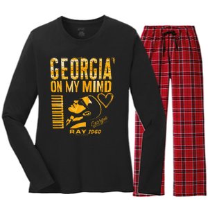 Georgia On My Mind Women's Long Sleeve Flannel Pajama Set 