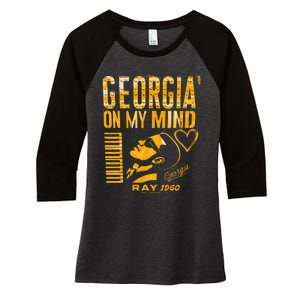 Georgia On My Mind Women's Tri-Blend 3/4-Sleeve Raglan Shirt