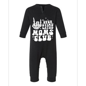 Groovy Overstimulated Moms Club Funny Trendy Mom Rock Hand Gift Infant Fleece One Piece