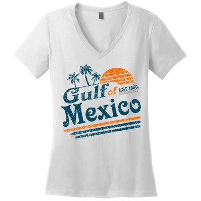 Gulf of Mexico Est 1550 Retro Vintage Beach Gulf of Mexico Women's V-Neck T-Shirt