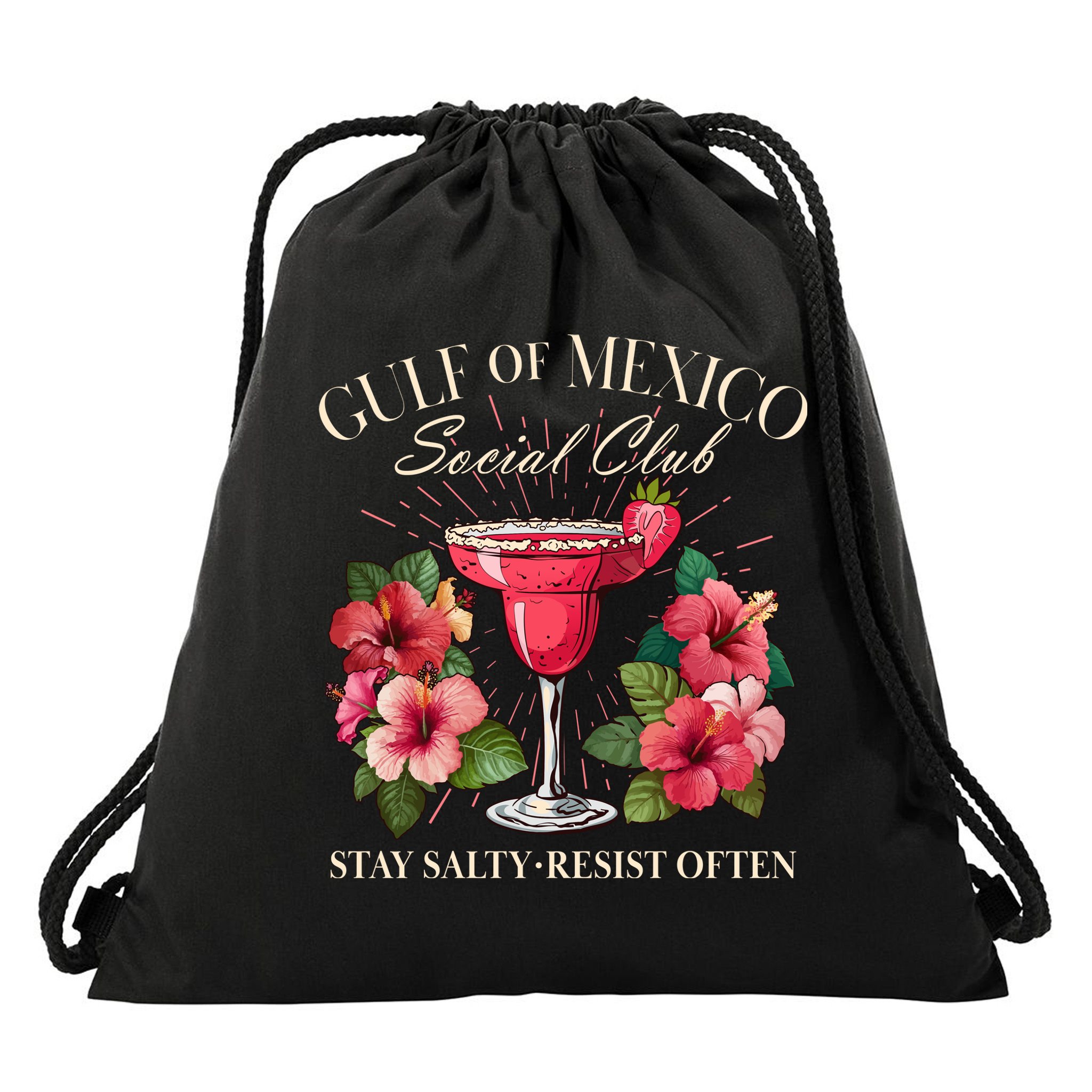 Gulf Of Mexico Social Club Stay Salty Resist Often Drawstring Bag
