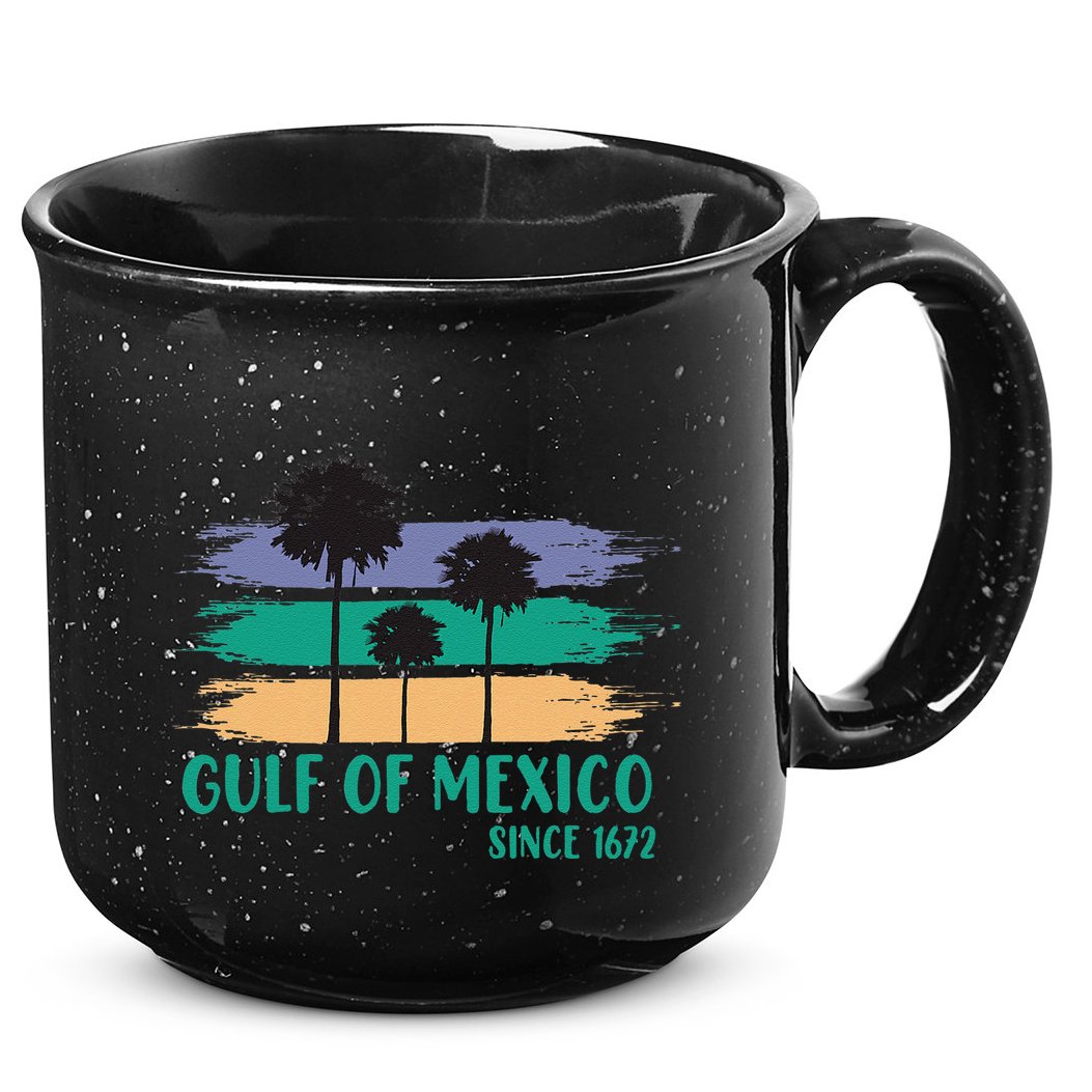 Gulf Of Mexico Since 1672 Retro Vintage Tree Art 15oz Campfire Ceramic Mug