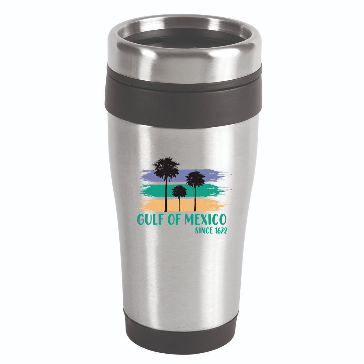 Gulf Of Mexico Since 1672 Retro Vintage Tree Art 16oz Travel Tumbler