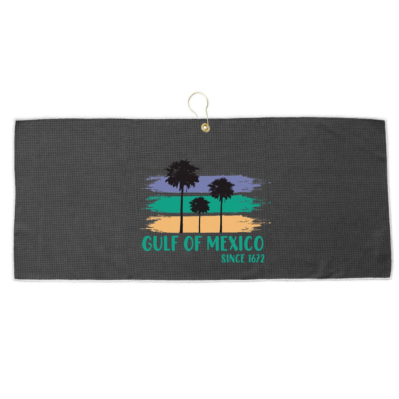 Gulf Of Mexico Since 1672 Retro Vintage Tree Art Large Microfiber Waffle Golf Towel