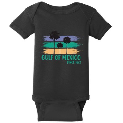 Gulf Of Mexico Since 1672 Retro Vintage Tree Art Baby Bodysuit