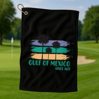 Gulf Of Mexico Since 1672 Retro Vintage Tree Art Golf Towel