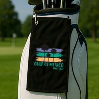 Gulf Of Mexico Since 1672 Retro Vintage Tree Art Golf Towel