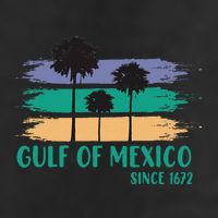 Gulf Of Mexico Since 1672 Retro Vintage Tree Art Golf Towel