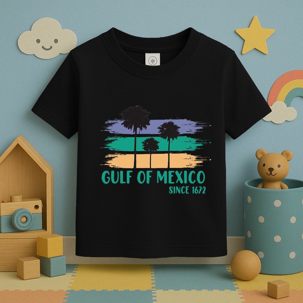 Gulf Of Mexico Since 1672 Retro Vintage Tree Art Toddler T-Shirt