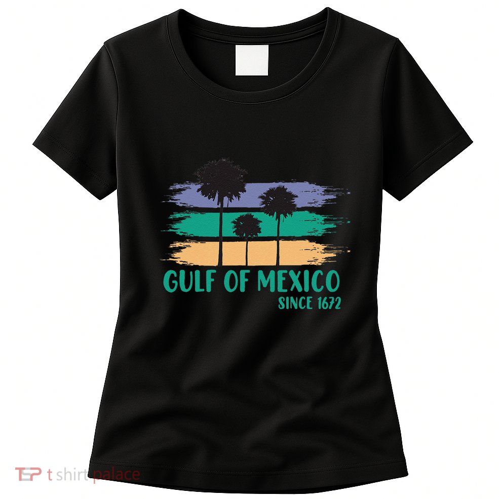 Gulf Of Mexico Since 1672 Retro Vintage Tree Art Womens T-Shirt