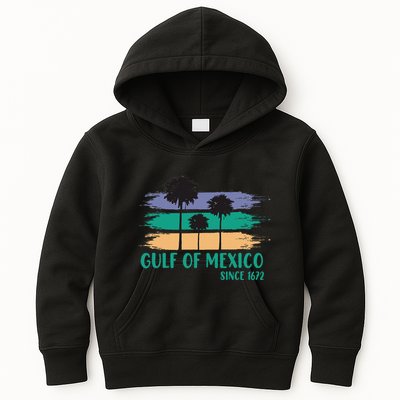 Gulf Of Mexico Since 1672 Retro Vintage Tree Art Kids Hoodie