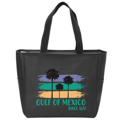Gulf Of Mexico Since 1672 Retro Vintage Tree Art Zip Tote Bag