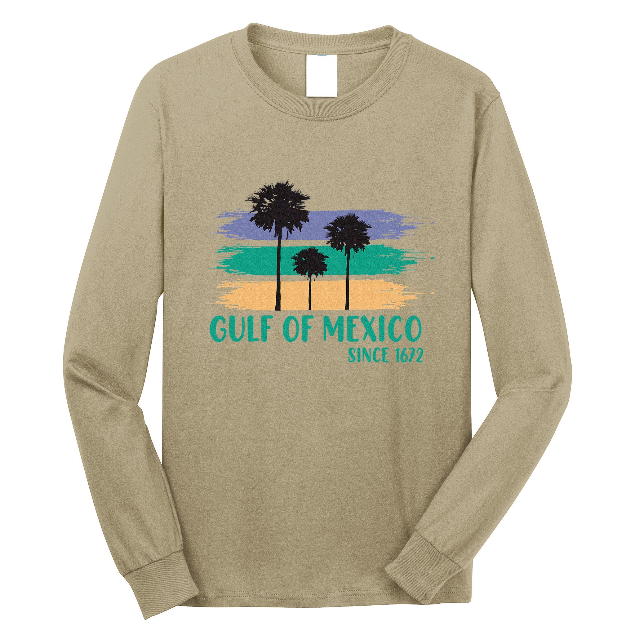 Gulf Of Mexico Since 1672 Retro Vintage Tree Art Long Sleeve Shirt