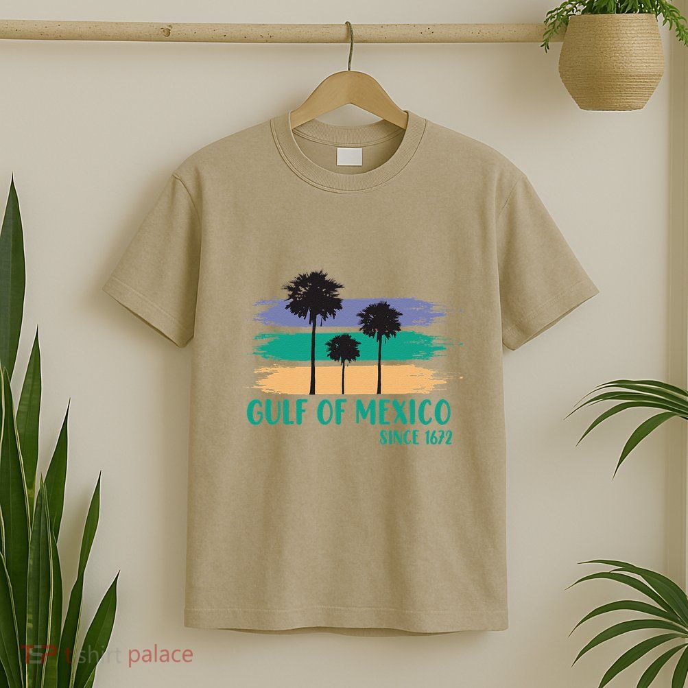 Gulf Of Mexico Since 1672 Retro Vintage Tree Art T-Shirt