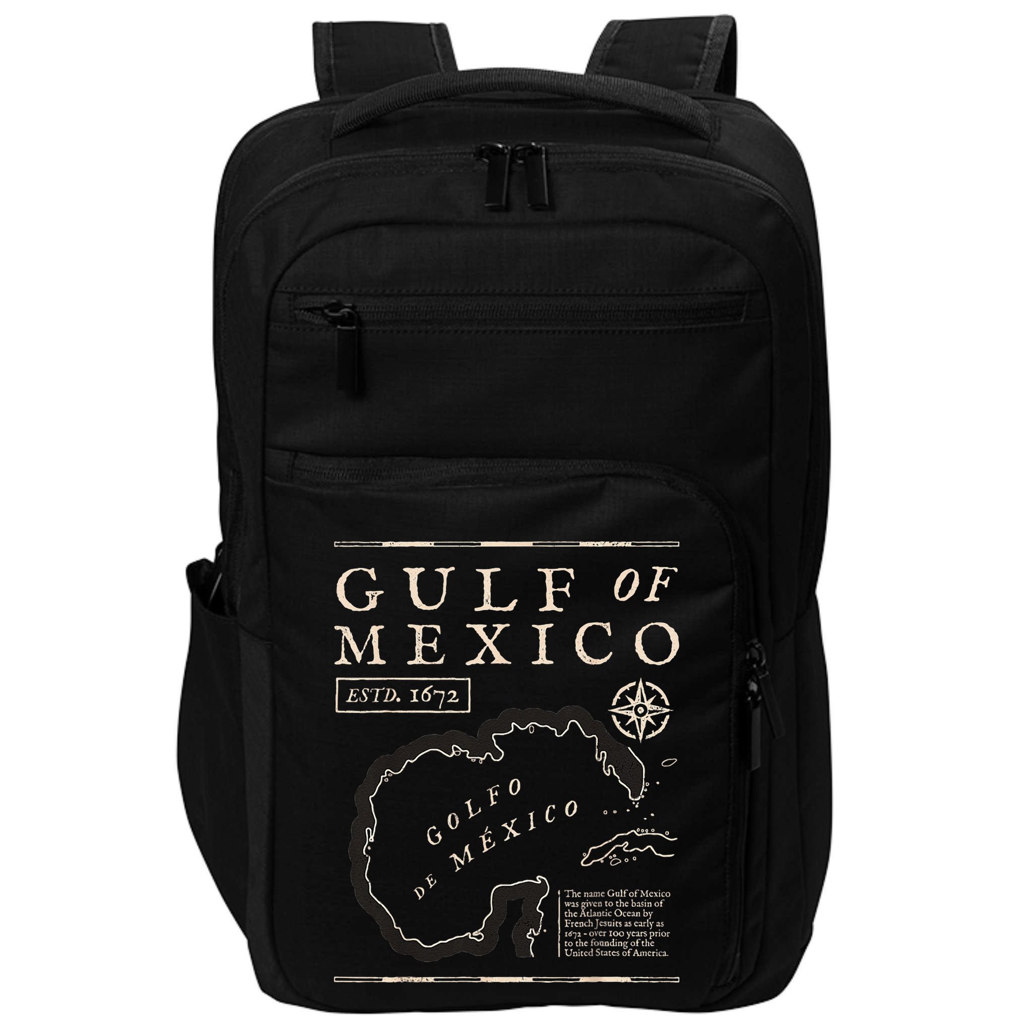 Gulf Of Mexico 1672 Historic Map Impact Tech Backpack