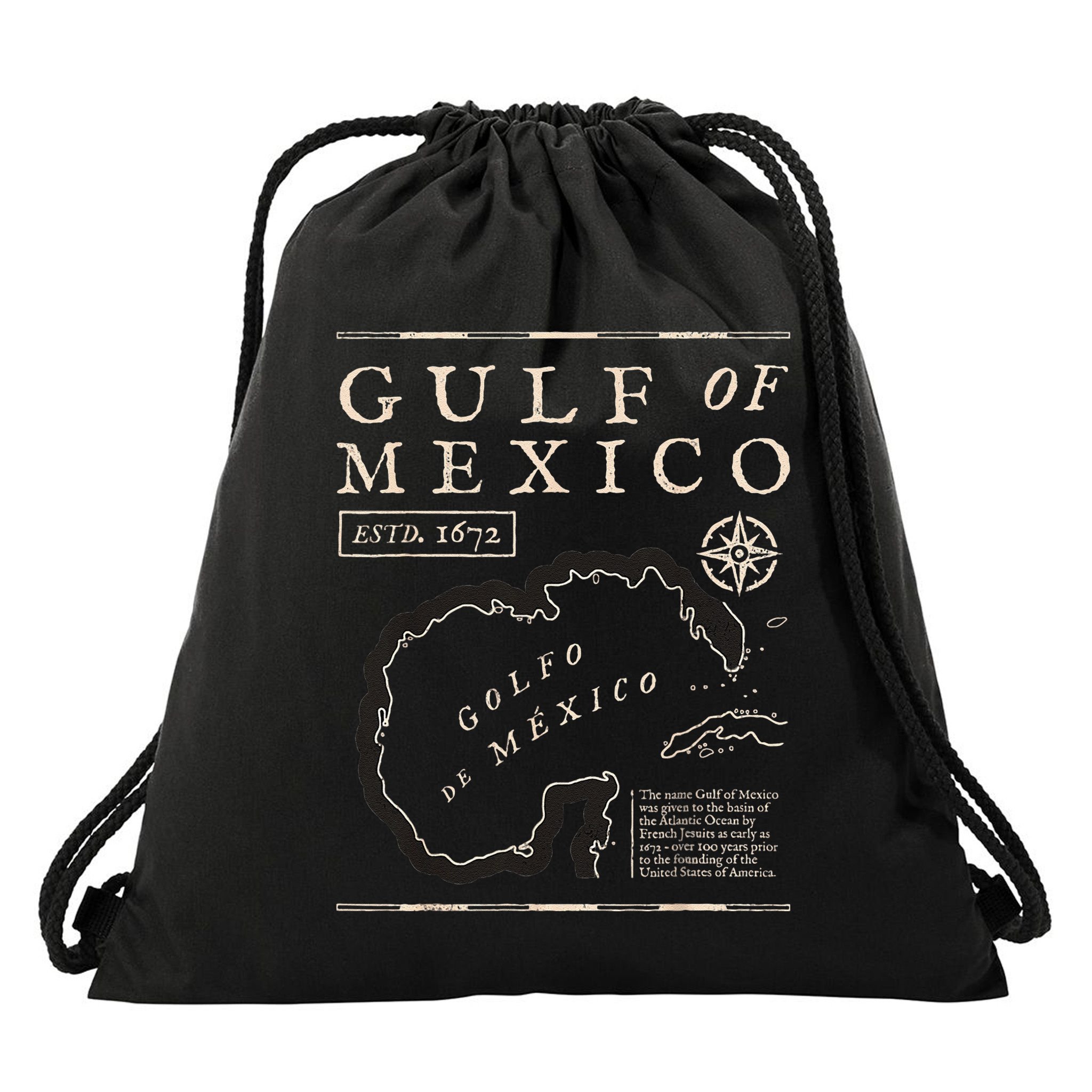 Gulf Of Mexico 1672 Historic Map Drawstring Bag