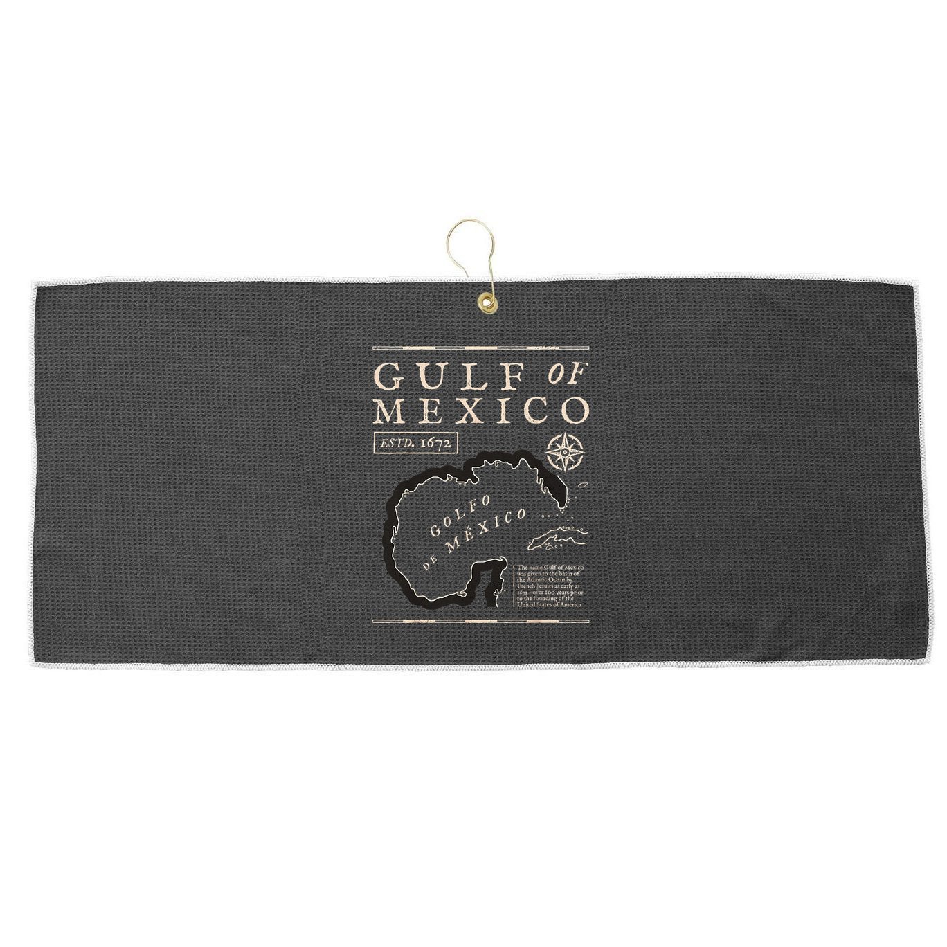 Gulf Of Mexico 1672 Historic Map Large Microfiber Waffle Golf Towel