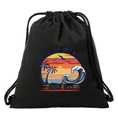 Gulf Of Mexico Since 1672 Retro Wave Beach Vibes Surfing Drawstring Bag