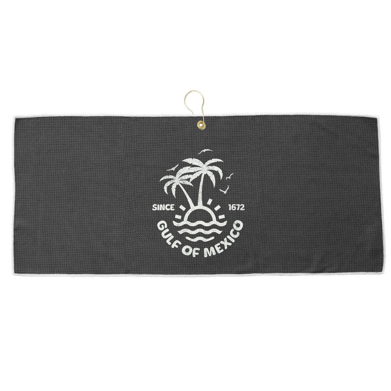 Gulf Of Mexico Forever Since 1672 Vintage Mexican Pride Large Microfiber Waffle Golf Towel