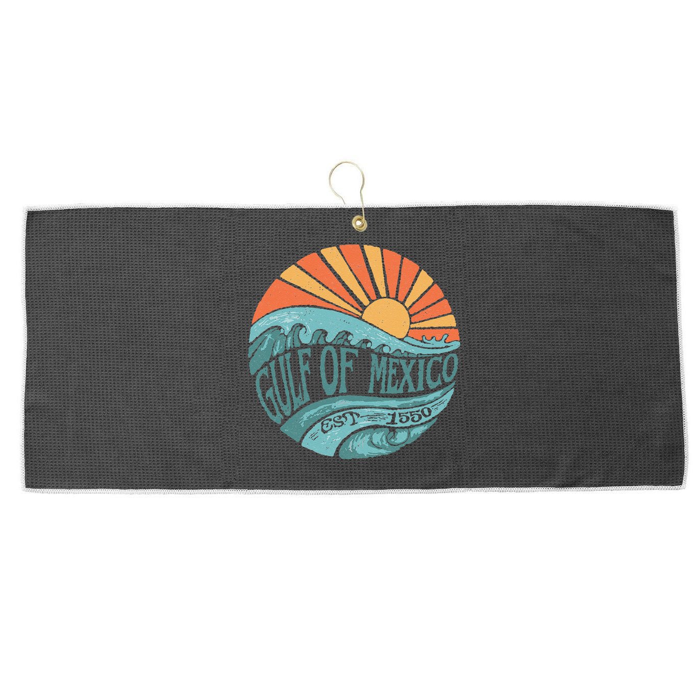Gulf Of Mexico Est 1550 Retro Vintage Beach Gift Large Microfiber Waffle Golf Towel