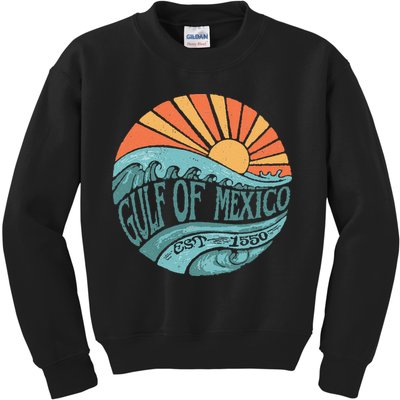 Gulf Of Mexico Est 1550 Retro Vintage Beach Gift Kids Sweatshirt