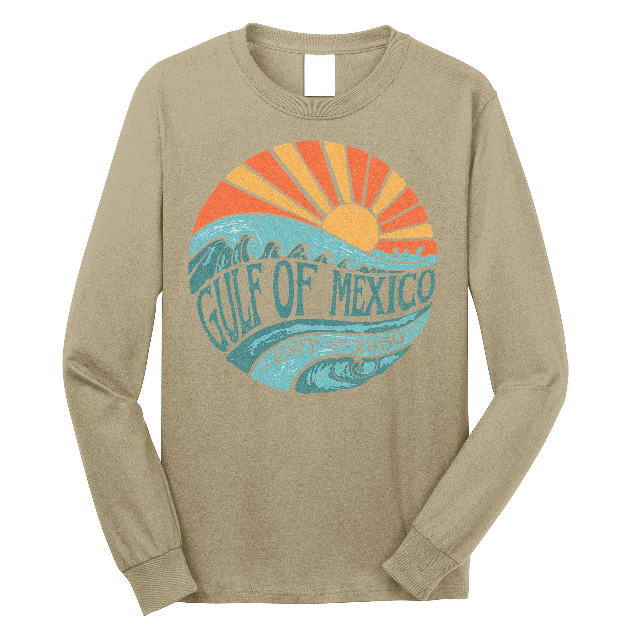 Gulf Of Mexico Est 1550 Retro Vintage Beach Gift Long Sleeve Shirt