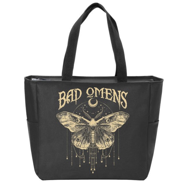 Graphic Omens Music 80s 90s Bad Classic Moths And Moons Zip Tote Bag
