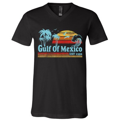 Gulf Of Mexico Est 1550 Retro Vintage Beach For V-Neck T-Shirt