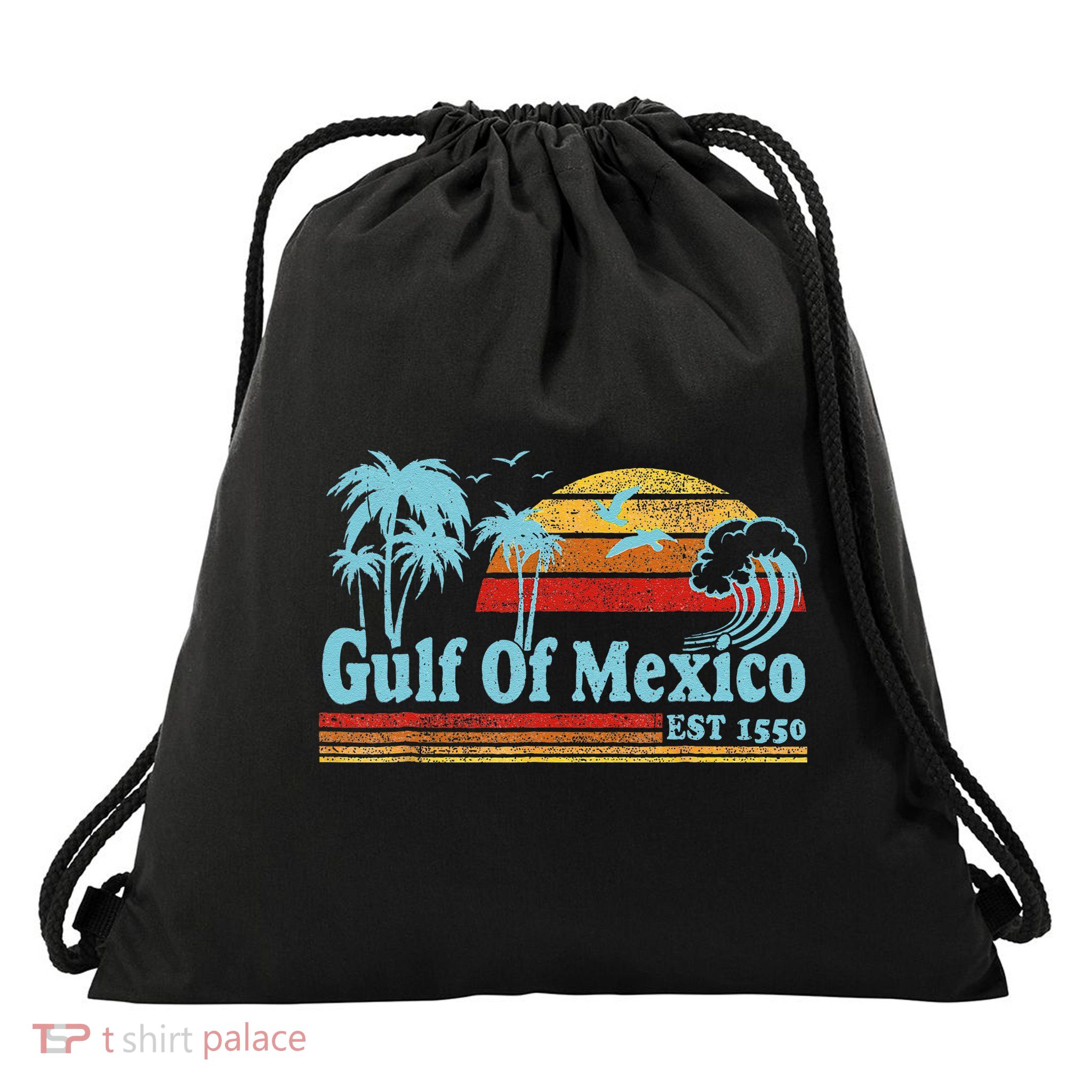 Gulf Of Mexico Est 1550 Retro Vintage Beach For Drawstring Bag