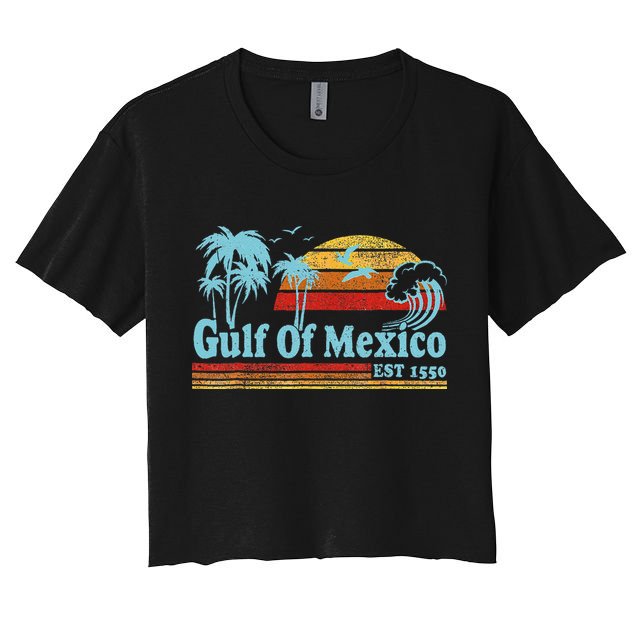 Gulf Of Mexico Est 1550 Retro Vintage Beach For Crop Top
