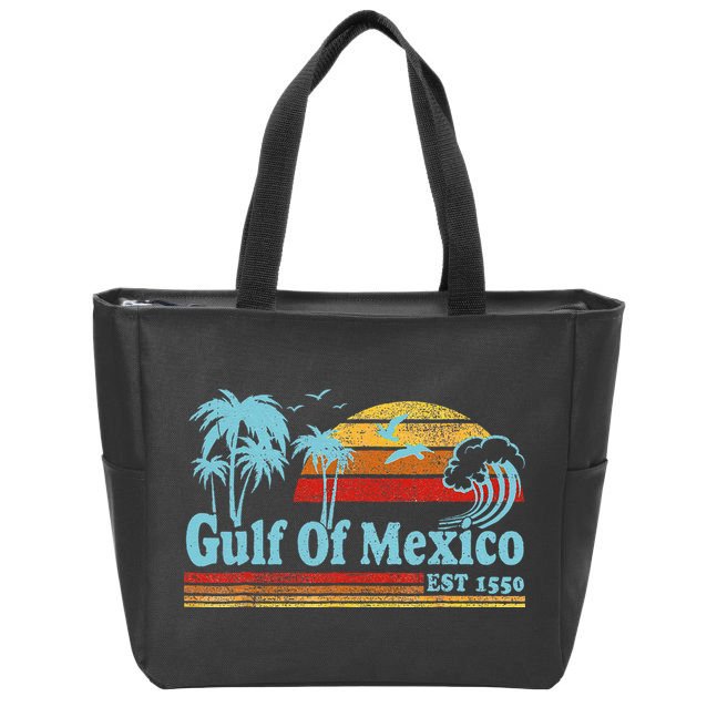 Gulf Of Mexico Est 1550 Retro Vintage Beach For Zip Tote Bag