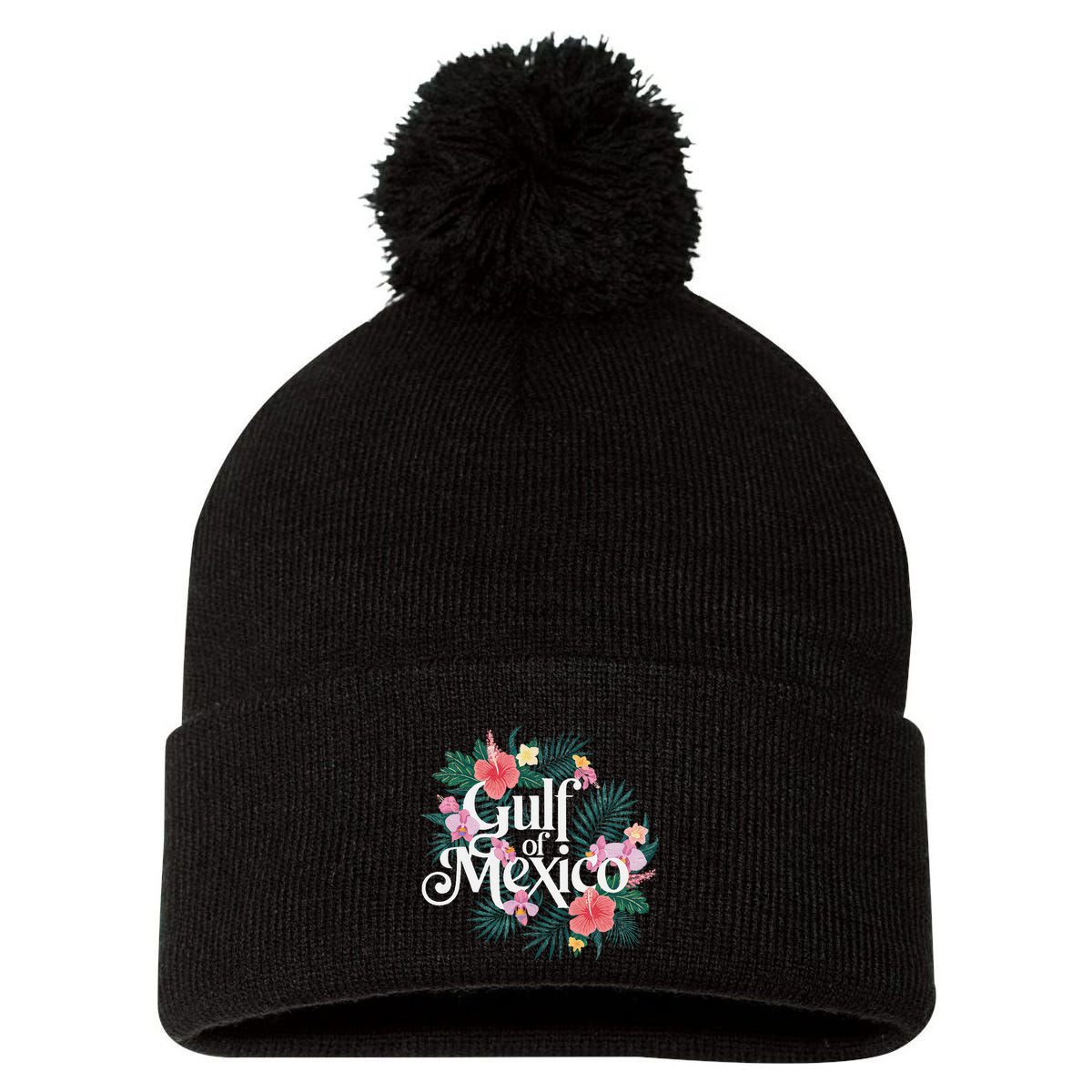 Gulf Of Mexico Gift Flag Beach Golfo De Mexico .Png Pom Pom 12in Knit Beanie