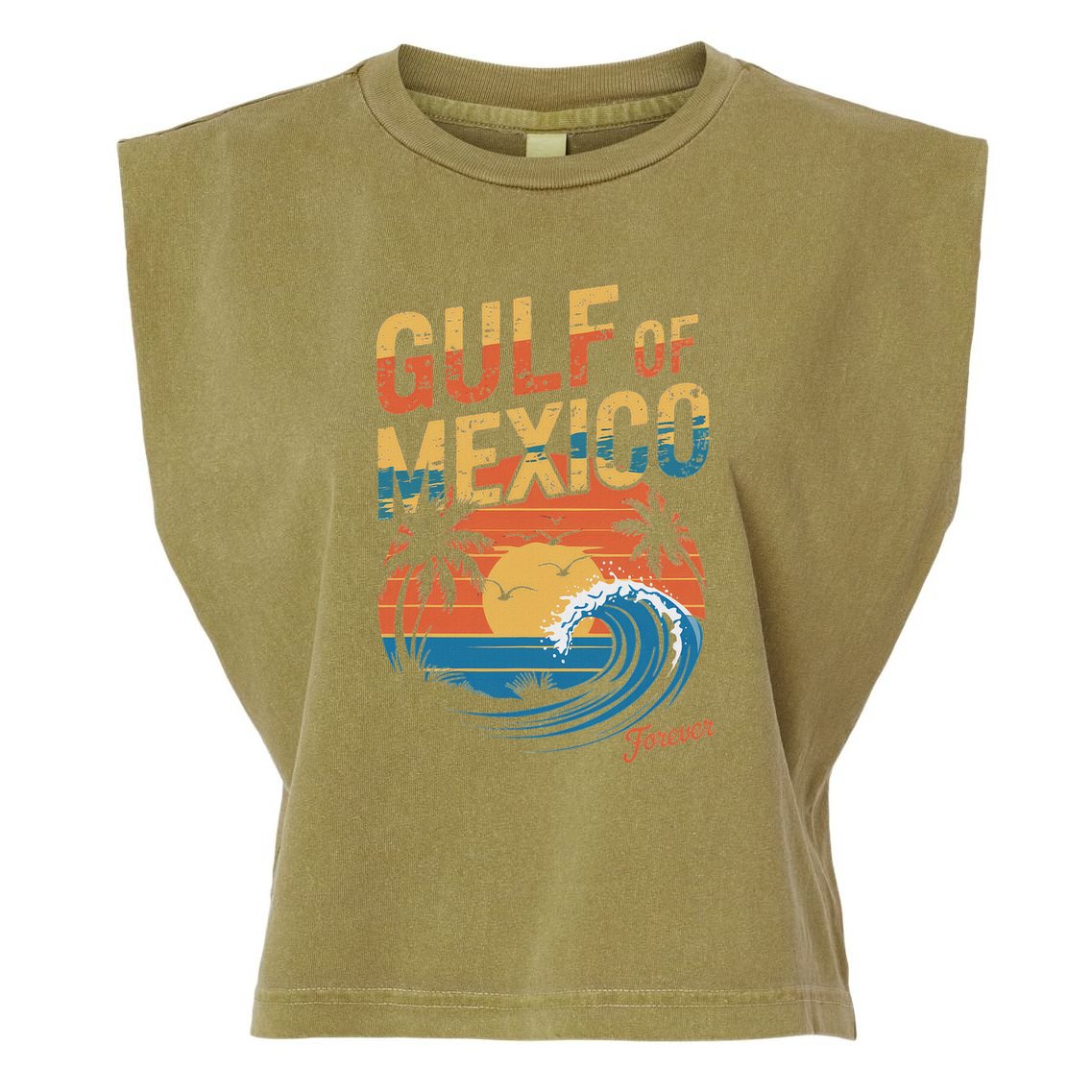 Gulf Of Mexico Forever Retro Vintage Gulf Of Mexico Garment-Dyed Women's Muscle Tee