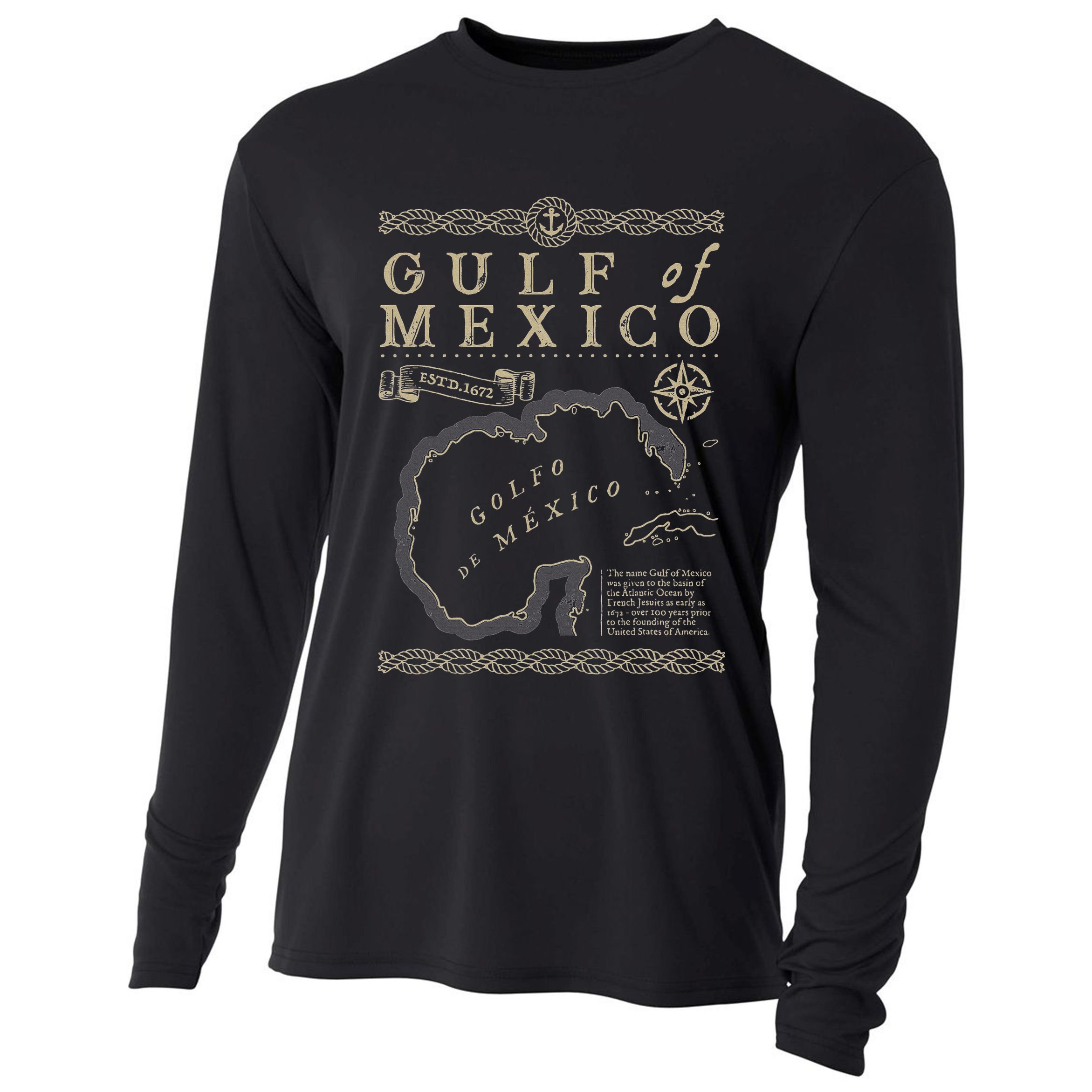 Gulf Of Mexico Est 1550 Retro Vintage Beach Cooling Performance Long Sleeve Crew