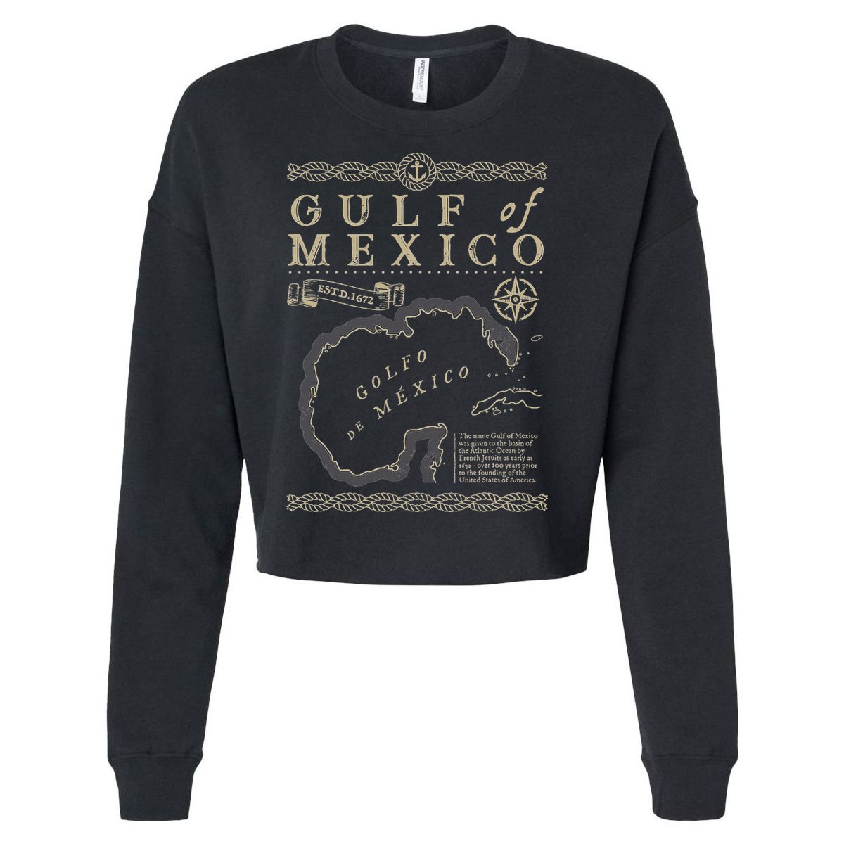 Gulf Of Mexico Est 1550 Retro Vintage Beach Cropped Pullover Crew