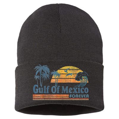 Gulf Of Mexico Forever Since 1672 Retro Vintage Beach Gulf Sustainable Knit Beanie