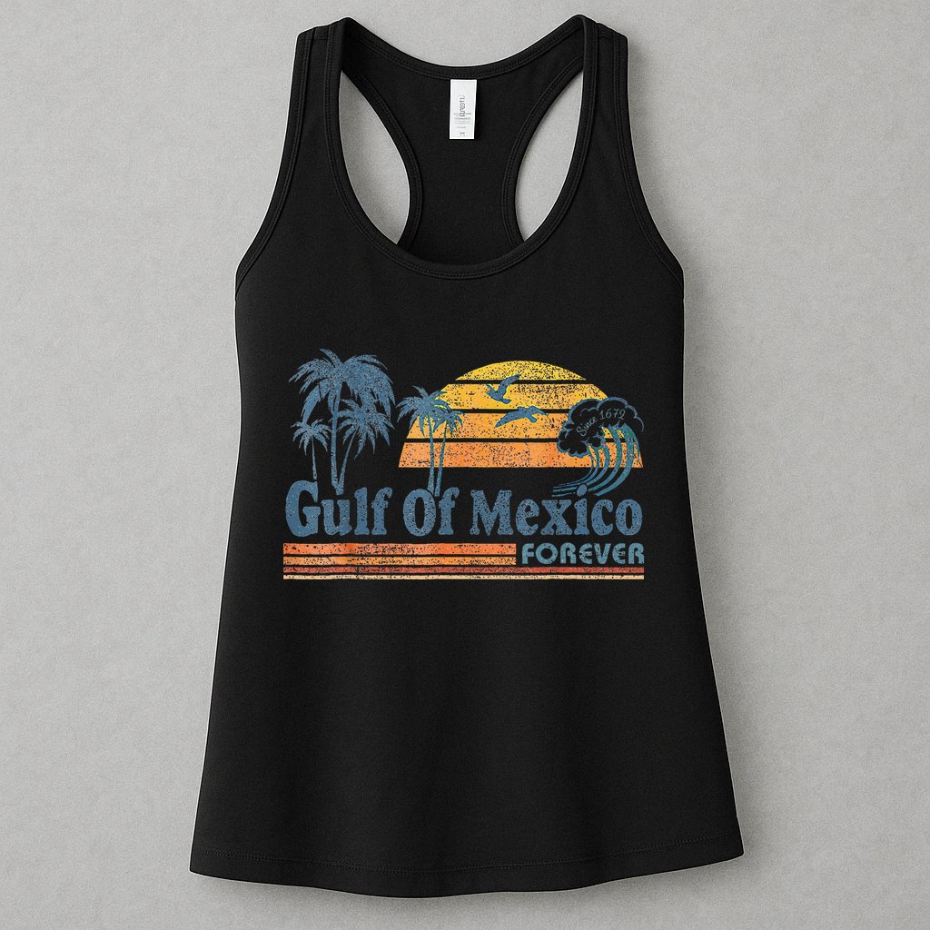 Gulf Of Mexico Forever Since 1672 Retro Vintage Beach Gulf Womens Tank Top