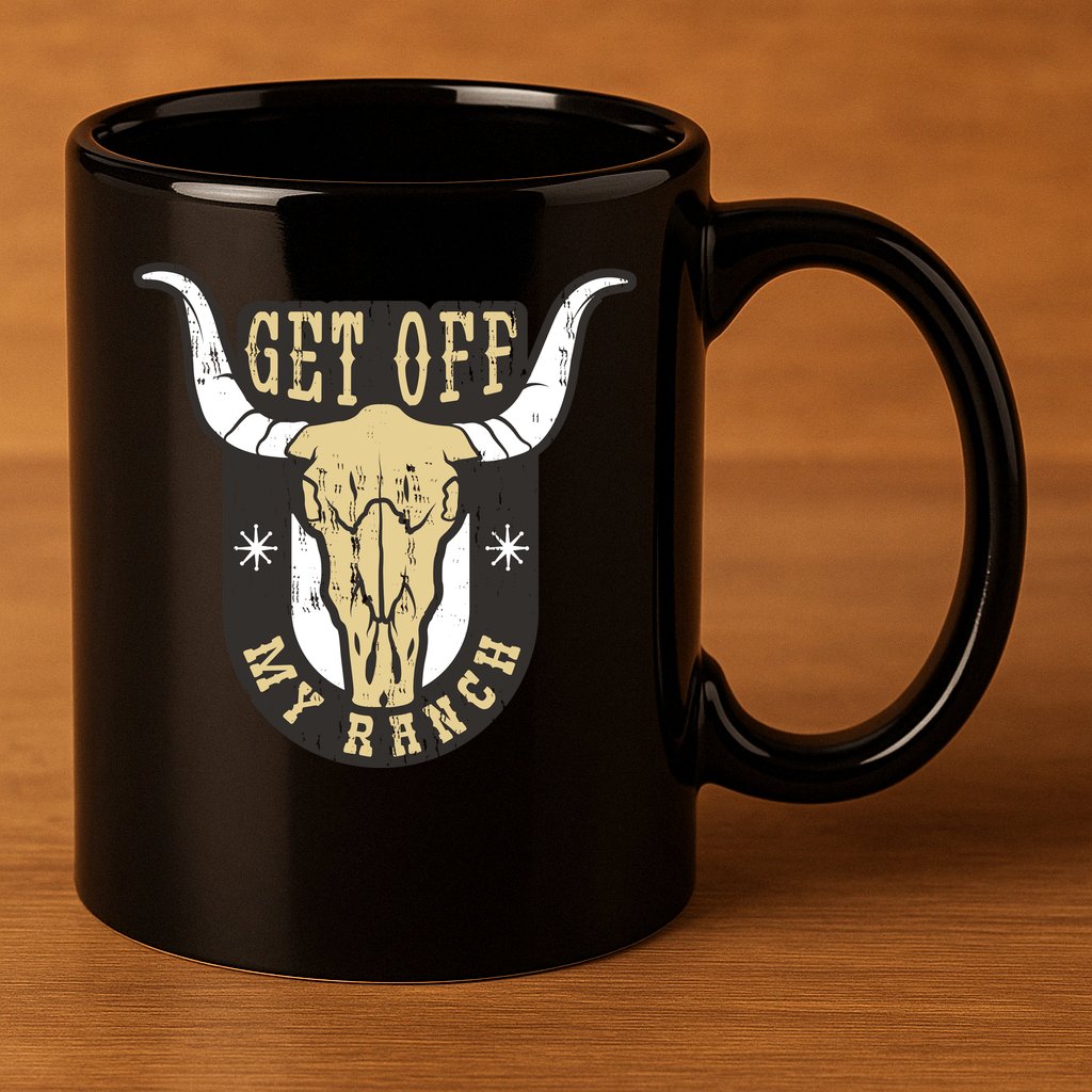 Get Off My Ranch Bull 11oz C Handle Ceramic Mug
