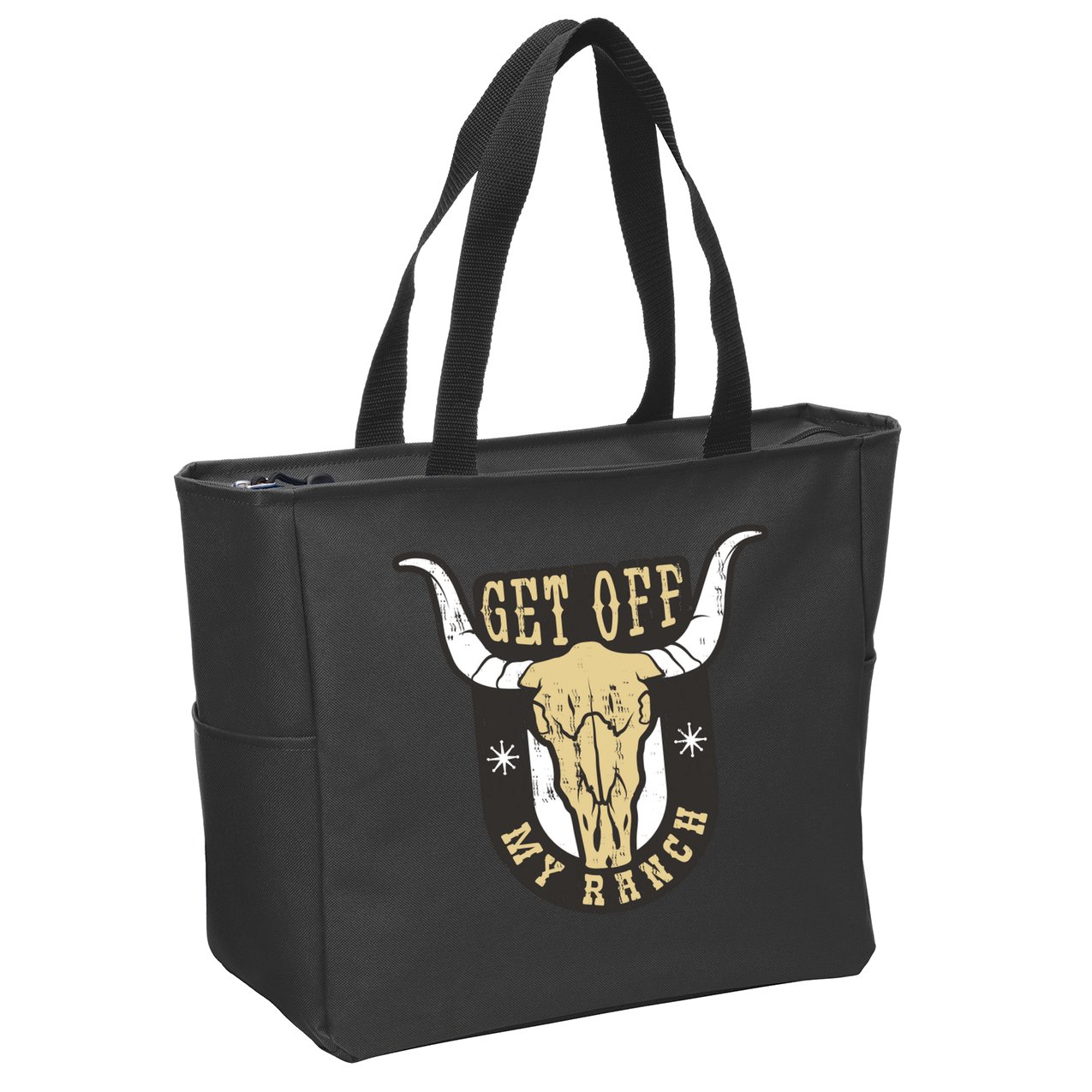 Get Off My Ranch Bull Zip Tote Bag