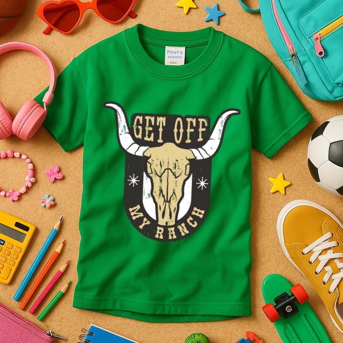 Get Off My Ranch Bull Kids T-Shirt