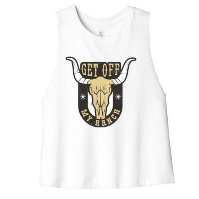 Get Off My Ranch Bull Women's Racerback Cropped Tank