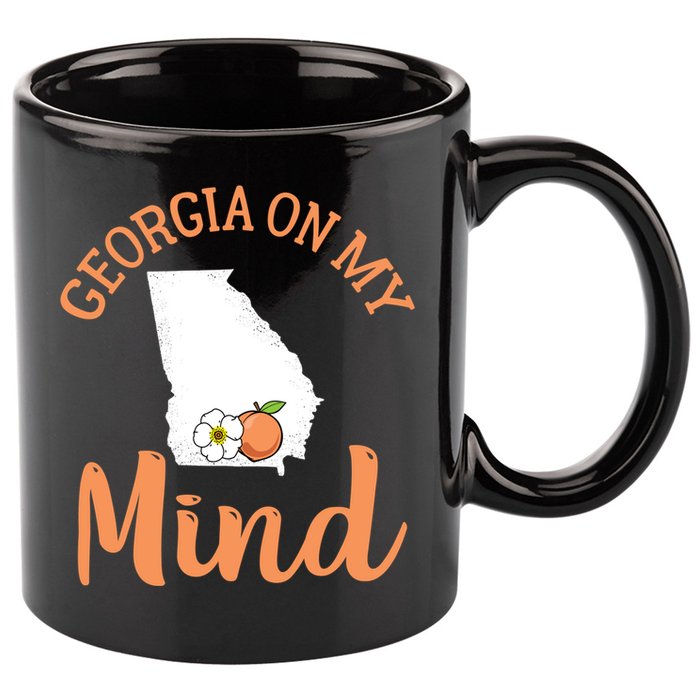 Georgia On My Mind GA Atlanta Peach Funny Southern State 11oz C Handle Ceramic Mug
