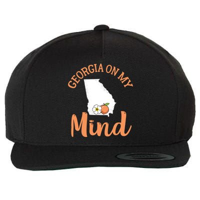 Georgia On My Mind GA Atlanta Peach Funny Southern State Wool Snapback Cap