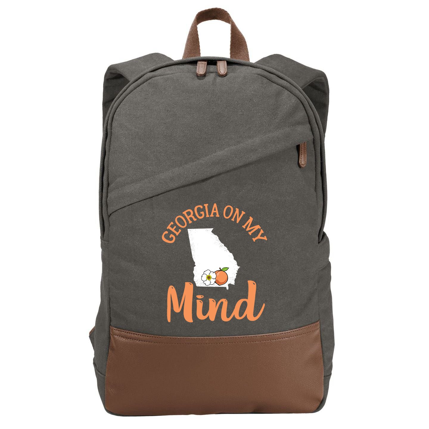 Georgia On My Mind GA Atlanta Peach Funny Southern State Cotton Canvas Backpack
