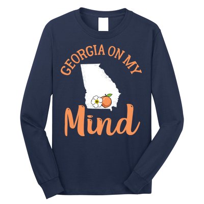Georgia On My Mind GA Atlanta Peach Funny Southern State Long Sleeve Shirt