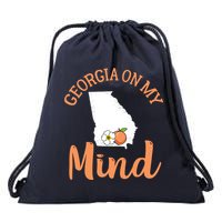Georgia On My Mind GA Atlanta Peach Funny Southern State Drawstring Bag
