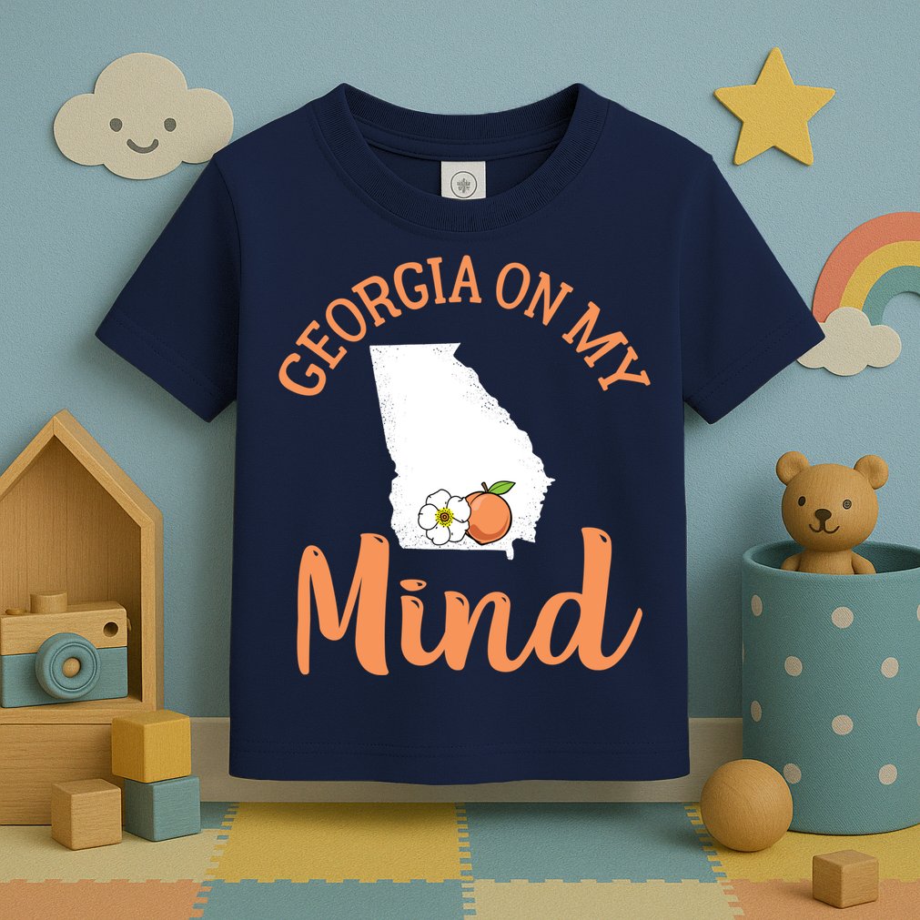 Georgia On My Mind GA Atlanta Peach Funny Southern State Toddler T-Shirt