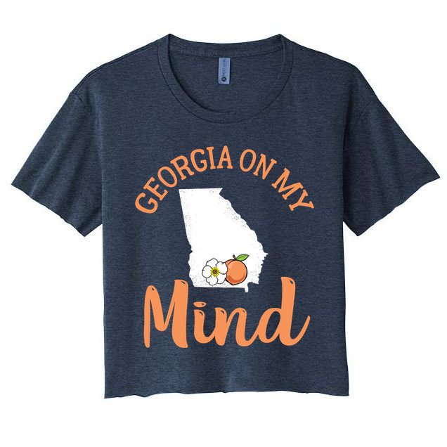 Georgia On My Mind GA Atlanta Peach Funny Southern State Crop Top